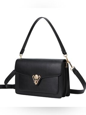Black Shoulder/Crossbody Bag with Gold Hardware by Valentino Orlandi